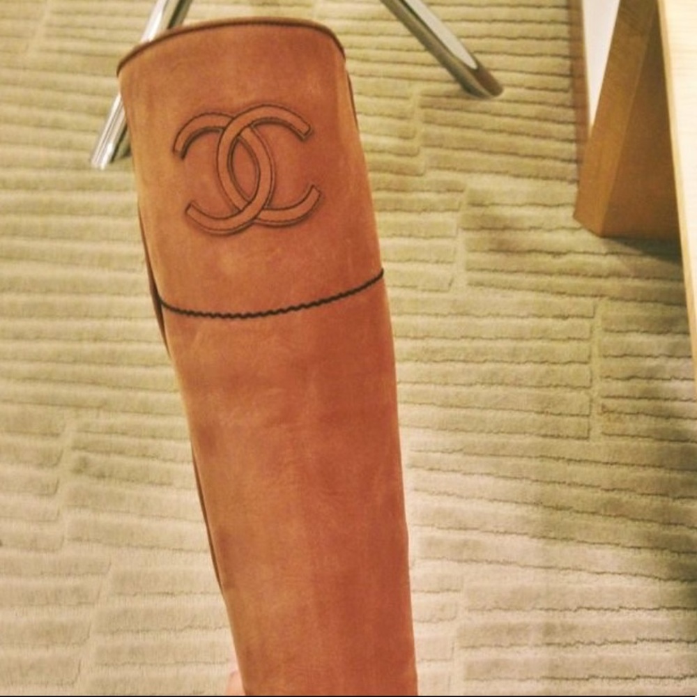 CHANEL Riding Boot 39.5 brown authentic